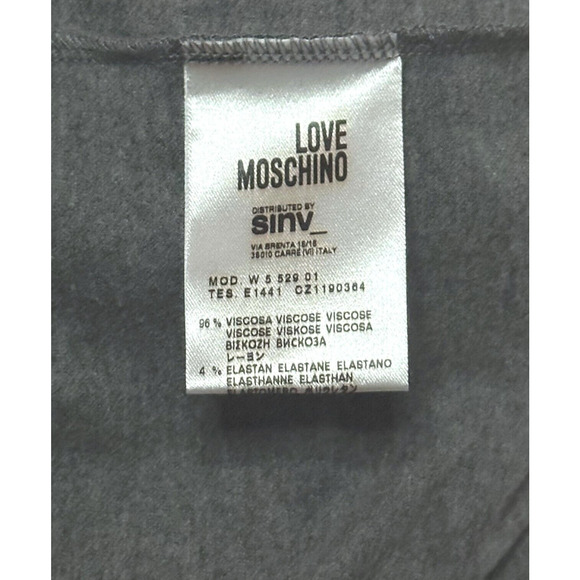 LOVE MOSCHINO Sheath Dress Turtleneck Long Sleeve Minimalist Chic Cocktail Gray - Picture 9 of 10